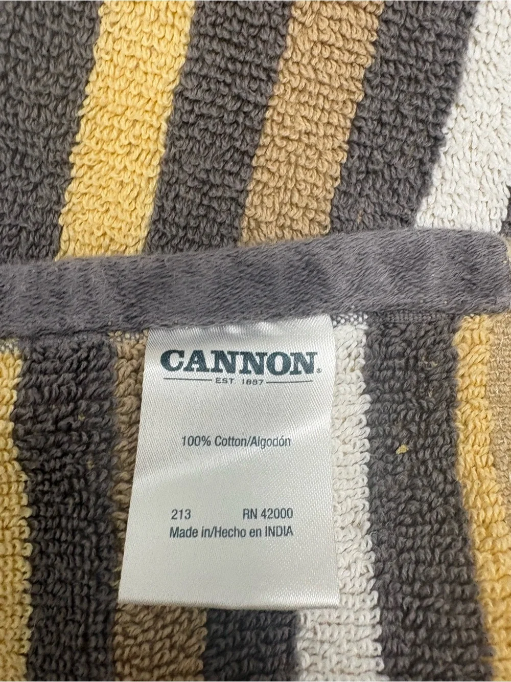 Cannon Striped 100% Cotton Hand Towels Soft Textured 2-Piece 21x14 Gray